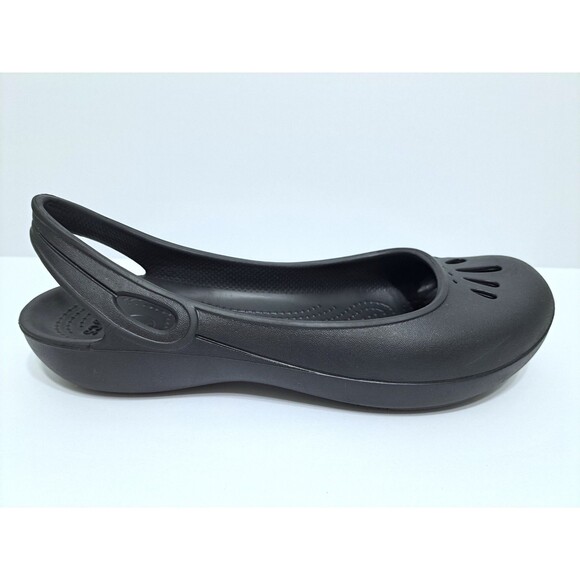 Crocs Women's 9 Thea Slingback Black Slip On Ballet Flat Comfort Shoes 11701 - Picture 4 of 10